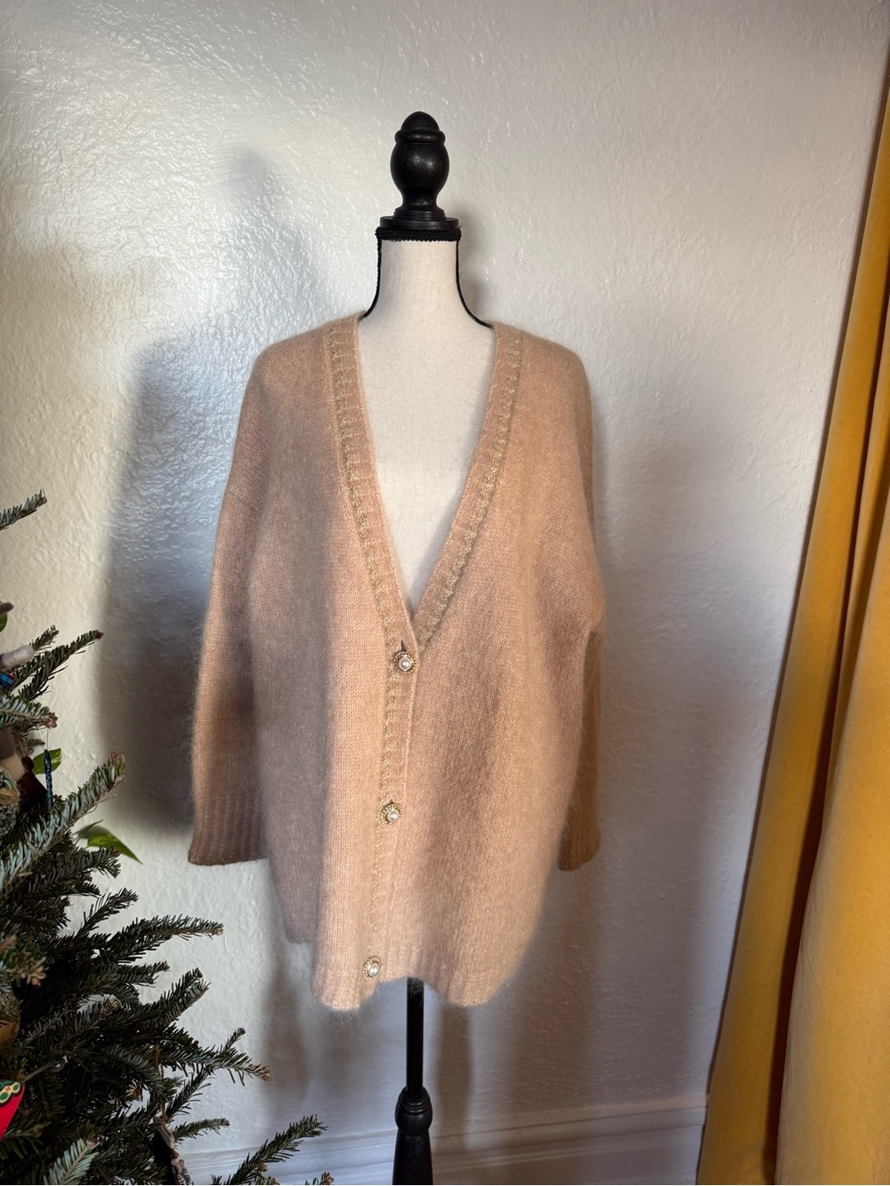 b+ab Oversized Mohair blend V-neck Cardigan Sweater Size M